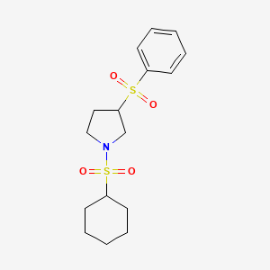 molecular formula C16H23NO4S2 B2554526 1-(Cyclohexylsulfonyl)-3-(phenylsulfonyl)pyrrolidine CAS No. 1448051-40-8