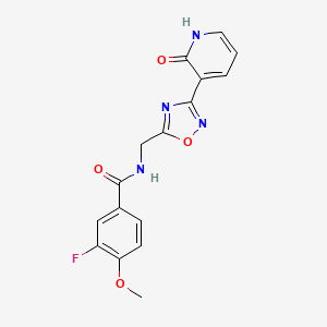 molecular formula C16H13FN4O4 B2554528 3-fluoro-4-methoxy-N-((3-(2-oxo-1,2-dihydropyridin-3-yl)-1,2,4-oxadiazol-5-yl)methyl)benzamide CAS No. 2034275-38-0
