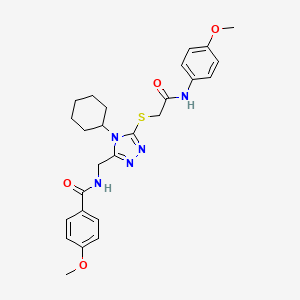 molecular formula C26H31N5O4S B2554531 N-{[4-cyclohexyl-5-({[(4-methoxyphenyl)carbamoyl]methyl}sulfanyl)-4H-1,2,4-triazol-3-yl]methyl}-4-methoxybenzamide CAS No. 476448-53-0