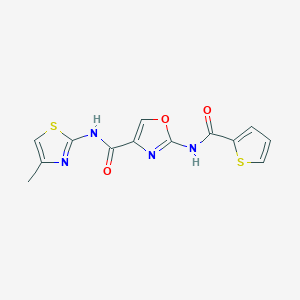 molecular formula C13H10N4O3S2 B2554575 N-(4-methylthiazol-2-yl)-2-(thiophene-2-carboxamido)oxazole-4-carboxamide CAS No. 1286719-74-1
