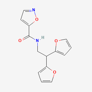 molecular formula C14H12N2O4 B2554590 N-(2,2-di(furan-2-yl)ethyl)isoxazole-5-carboxamide CAS No. 2176271-00-2