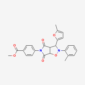 molecular formula C25H22N2O6 B2554608 methyl 4-(3-(5-methylfuran-2-yl)-4,6-dioxo-2-(o-tolyl)tetrahydro-2H-pyrrolo[3,4-d]isoxazol-5(3H)-yl)benzoate CAS No. 1005271-08-8