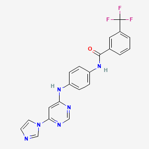 molecular formula C21H15F3N6O B2554610 N-(4-((6-(1H-imidazol-1-yl)pyrimidin-4-yl)amino)phenyl)-3-(trifluoromethyl)benzamide CAS No. 1171058-48-2