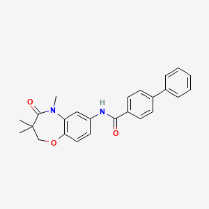 molecular formula C25H24N2O3 B2554636 N-(3,3,5-trimethyl-4-oxo-2,3,4,5-tetrahydro-1,5-benzoxazepin-7-yl)-[1,1'-biphenyl]-4-carboxamide CAS No. 921587-00-0