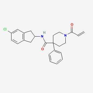 molecular formula C24H25ClN2O2 B2554647 N-(5-Chloro-2,3-dihydro-1H-inden-2-yl)-4-phenyl-1-prop-2-enoylpiperidine-4-carboxamide CAS No. 2361726-12-5