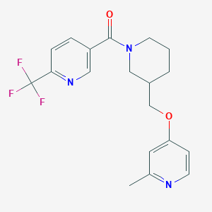 molecular formula C19H20F3N3O2 B2554671 [3-[(2-Methylpyridin-4-yl)oxymethyl]piperidin-1-yl]-[6-(trifluoromethyl)pyridin-3-yl]methanone CAS No. 2379997-67-6
