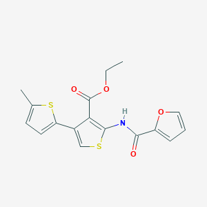 molecular formula C17H15NO4S2 B2554679 ETHYL 5'-(FURAN-2-AMIDO)-5-METHYL-[2,3'-BITHIOPHENE]-4'-CARBOXYLATE CAS No. 379236-65-4