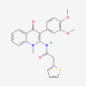 molecular formula C24H22N2O4S B2554720 N-(3-(3,4-dimethoxyphenyl)-1-methyl-4-oxo-1,4-dihydroquinolin-2-yl)-2-(thiophen-2-yl)acetamide CAS No. 900885-66-7