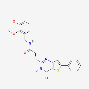 molecular formula C24H23N3O4S2 B2554727 N-[(2,3-dimethoxyphenyl)methyl]-2-({3-methyl-4-oxo-6-phenyl-3H,4H-thieno[3,2-d]pyrimidin-2-yl}sulfanyl)acetamide CAS No. 1105198-44-4