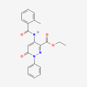 molecular formula C21H19N3O4 B2554754 Ethyl 4-(2-methylbenzamido)-6-oxo-1-phenyl-1,6-dihydropyridazine-3-carboxylate CAS No. 946363-62-8