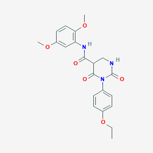 molecular formula C21H21N3O6 B2554776 N-(2,5-dimethoxyphenyl)-1-(4-ethoxyphenyl)-2,6-dioxo-1,3-diazinane-5-carboxamide CAS No. 863611-89-6