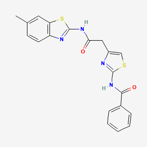 molecular formula C20H16N4O2S2 B2554790 N-(4-(2-((6-methylbenzo[d]thiazol-2-yl)amino)-2-oxoethyl)thiazol-2-yl)benzamide CAS No. 941943-16-4