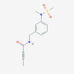 molecular formula C13H16N2O3S B2554806 N-[[3-[Methyl(methylsulfonyl)amino]phenyl]methyl]but-2-ynamide CAS No. 2411273-78-2