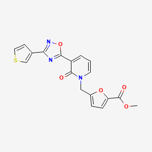 molecular formula C18H13N3O5S B2554811 methyl 5-((2-oxo-3-(3-(thiophen-3-yl)-1,2,4-oxadiazol-5-yl)pyridin-1(2H)-yl)methyl)furan-2-carboxylate CAS No. 1396633-74-1