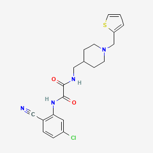 molecular formula C20H21ClN4O2S B2554822 N-(5-chloro-2-cyanophenyl)-N'-({1-[(thiophen-2-yl)methyl]piperidin-4-yl}methyl)ethanediamide CAS No. 952981-58-7