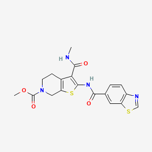 molecular formula C19H18N4O4S2 B2554838 methyl 2-(1,3-benzothiazole-6-amido)-3-(methylcarbamoyl)-4H,5H,6H,7H-thieno[2,3-c]pyridine-6-carboxylate CAS No. 886959-09-7