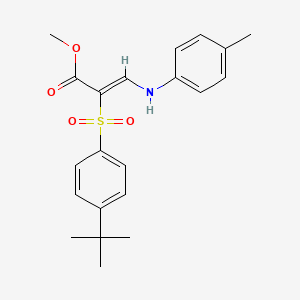 molecular formula C21H25NO4S B2554879 methyl (2Z)-2-[(4-tert-butylphenyl)sulfonyl]-3-[(4-methylphenyl)amino]acrylate CAS No. 1327178-28-8