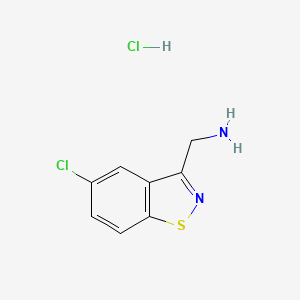 molecular formula C8H8Cl2N2S B2554899 (5-Chlorobenzo[d]isothiazol-3-yl)methanamine hydrochloride CAS No. 73437-35-1