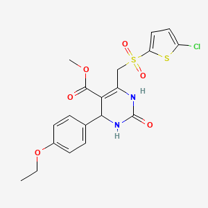 molecular formula C19H19ClN2O6S2 B2554905 Methyl 6-{[(5-chlorothiophen-2-yl)sulfonyl]methyl}-4-(4-ethoxyphenyl)-2-oxo-1,2,3,4-tetrahydropyrimidine-5-carboxylate CAS No. 899972-05-5