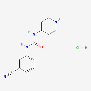 molecular formula C13H17ClN4O B2554953 1-(3-Cyanophenyl)-3-piperidin-4-yl-ureahydrochloride CAS No. 1286265-92-6