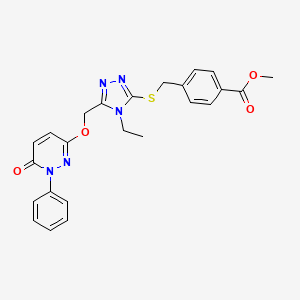 methyl 4-{[(4-ethyl-5-{[(6-oxo-1-phenyl-1,6-dihydro-3-pyridazinyl)oxy]methyl}-4H-1,2,4-triazol-3-yl)sulfanyl]methyl}benzenecarboxylate