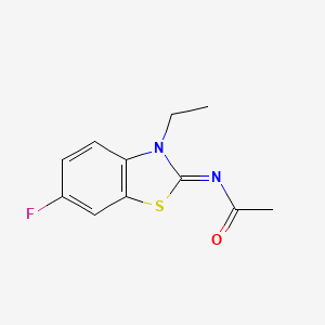 molecular formula C11H11FN2OS B2555037 N-[(2Z)-3-ethyl-6-fluoro-2,3-dihydro-1,3-benzothiazol-2-ylidene]acetamide CAS No. 865544-80-5