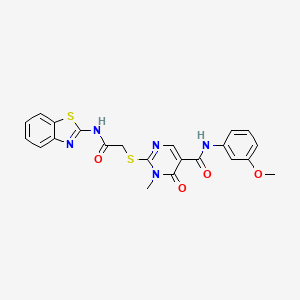 2-((2-(benzo[d]thiazol-2-ylamino)-2-oxoethyl)thio)-N-(3-methoxyphenyl)-1-methyl-6-oxo-1,6-dihydropyrimidine-5-carboxamide