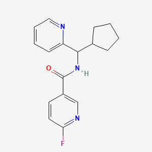 molecular formula C17H18FN3O B2555088 N-[Cyclopentyl(pyridin-2-YL)methyl]-6-fluoropyridine-3-carboxamide CAS No. 1436046-03-5