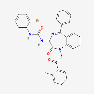 N-(2,5-diaza-2-(2-(2-methylphenyl)-2-oxoethyl)-3-oxo-6-phenylbicyclo[5.4.0]undeca-1(7),5,8,10-tetraen-4-yl)((2-bromophenyl)amino)formamide