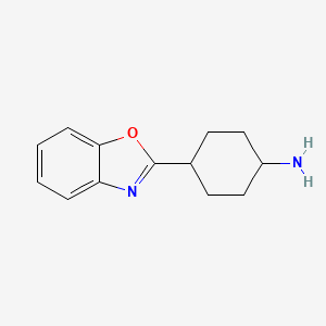 molecular formula C13H16N2O B2555102 4-(1,3-Benzoxazol-2-yl)cyclohexan-1-amine CAS No. 412356-27-5