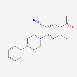 molecular formula C19H20N4O B2555164 5-Acetyl-6-methyl-2-(4-phenylpiperazino)nicotinonitrile CAS No. 306979-88-4