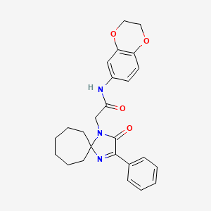 molecular formula C25H27N3O4 B2555167 N-(2,3-DIHYDRO-1,4-BENZODIOXIN-6-YL)-2-{2-OXO-3-PHENYL-1,4-DIAZASPIRO[4.6]UNDEC-3-EN-1-YL}ACETAMIDE CAS No. 866847-60-1