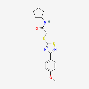 molecular formula C16H19N3O2S2 B2555221 N-cyclopentyl-2-((3-(4-methoxyphenyl)-1,2,4-thiadiazol-5-yl)thio)acetamide CAS No. 864922-57-6