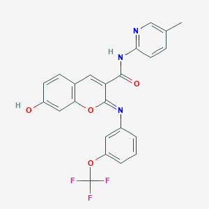(2Z)-7-hydroxy-N-(5-methylpyridin-2-yl)-2-{[3-(trifluoromethoxy)phenyl]imino}-2H-chromene-3-carboxamide