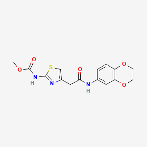 Methyl (4-(2-((2,3-dihydrobenzo[b][1,4]dioxin-6-yl)amino)-2-oxoethyl)thiazol-2-yl)carbamate