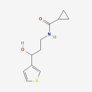 N-(3-hydroxy-3-(thiophen-3-yl)propyl)cyclopropanecarboxamide