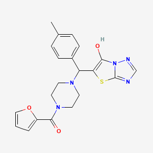 molecular formula C21H21N5O3S B2555292 Furan-2-yl(4-((6-hydroxythiazolo[3,2-b][1,2,4]triazol-5-yl)(p-tolyl)methyl)piperazin-1-yl)methanone CAS No. 868219-55-0