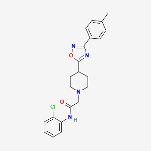 molecular formula C22H23ClN4O2 B2555293 N-(2-chlorophenyl)-2-{4-[3-(4-methylphenyl)-1,2,4-oxadiazol-5-yl]piperidin-1-yl}acetamide CAS No. 1251603-73-2