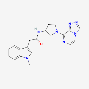 molecular formula C20H21N7O B2555295 N-(1-([1,2,4]triazolo[4,3-a]pyrazin-8-yl)pyrrolidin-3-yl)-2-(1-methyl-1H-indol-3-yl)acetamide CAS No. 2034382-40-4