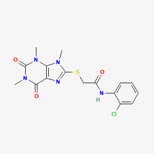 molecular formula C16H16ClN5O3S B2555297 N-(2-chlorophenyl)-2-(1,3,9-trimethyl-2,6-dioxopurin-8-yl)sulfanylacetamide CAS No. 897454-37-4
