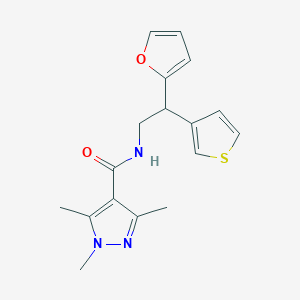 N-(2-(furan-2-yl)-2-(thiophen-3-yl)ethyl)-1,3,5-trimethyl-1H-pyrazole-4-carboxamide