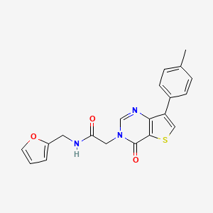 molecular formula C20H17N3O3S B2555303 N-[(furan-2-yl)methyl]-2-[7-(4-methylphenyl)-4-oxo-3H,4H-thieno[3,2-d]pyrimidin-3-yl]acetamide CAS No. 1185082-33-0