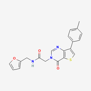 molecular formula C20H17N3O3S B2555303 N-(2-呋喃甲基)-2-[7-(4-甲苯基)-4-氧代噻吩并[3,2-d]嘧啶-3(4H)-基]乙酰胺 CAS No. 1185082-33-0