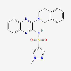 molecular formula C21H20N6O2S B2555312 N-(3-(3,4-二氢异喹啉-2(1H)-基)喹喔啉-2-基)-1-甲基-1H-吡唑-4-磺酰胺 CAS No. 1795482-39-1
