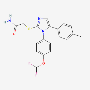 molecular formula C19H17F2N3O2S B2555315 2-((1-(4-(二氟甲氧基)苯基)-5-(对甲苯基)-1H-咪唑-2-基)硫代)乙酰胺 CAS No. 1226436-44-7