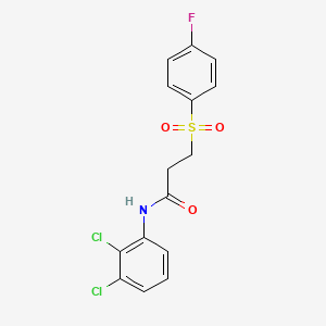 molecular formula C15H12Cl2FNO3S B2555316 N-(2,3-dichlorophenyl)-3-(4-fluorophenyl)sulfonylpropanamide CAS No. 895450-42-7