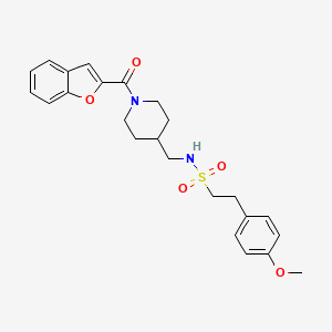 molecular formula C24H28N2O5S B2555317 N-((1-(benzofuran-2-carbonyl)piperidin-4-yl)methyl)-2-(4-methoxyphenyl)ethanesulfonamide CAS No. 1235338-13-2