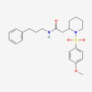 molecular formula C23H30N2O4S B2555318 2-(1-((4-甲氧基苯基)磺酰基)哌啶-2-基)-N-(3-苯丙基)乙酰胺 CAS No. 941956-10-1