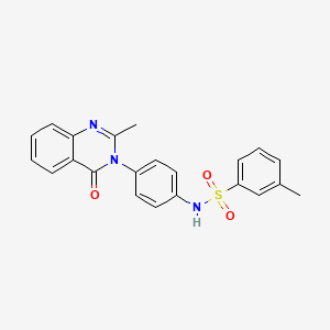 molecular formula C22H19N3O3S B2555322 3-methyl-N-[4-(2-methyl-4-oxoquinazolin-3-yl)phenyl]benzenesulfonamide CAS No. 898455-55-5