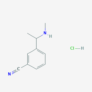 molecular formula C10H13ClN2 B2555325 3-(1-(Methylamino)ethyl)benzonitrile hydrochloride CAS No. 2413374-24-8